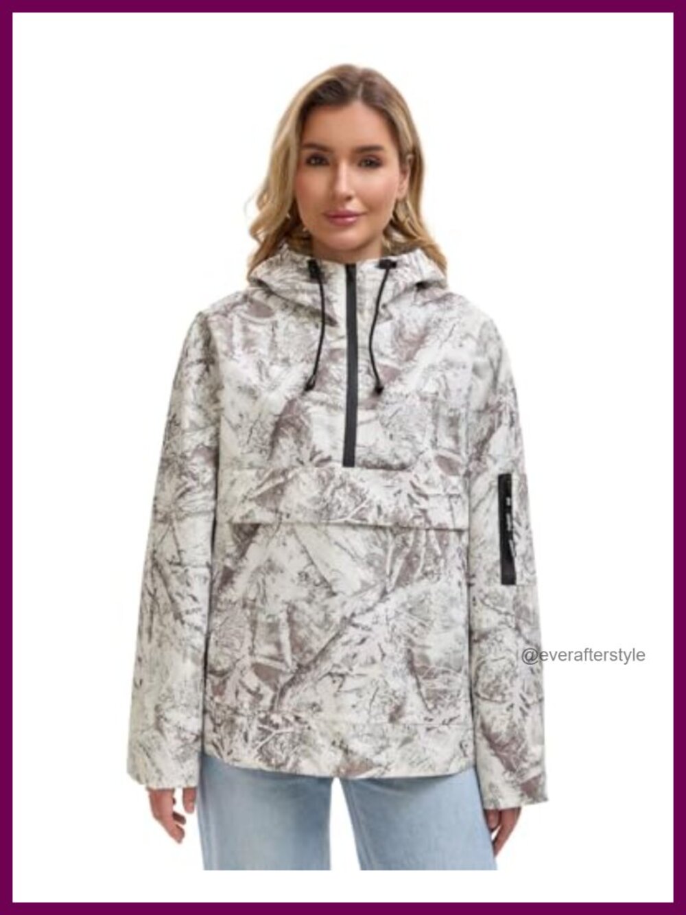 PUFFIT Women's Lightweight Waterproof Rain Jacket Anorak Pullover Hoodie